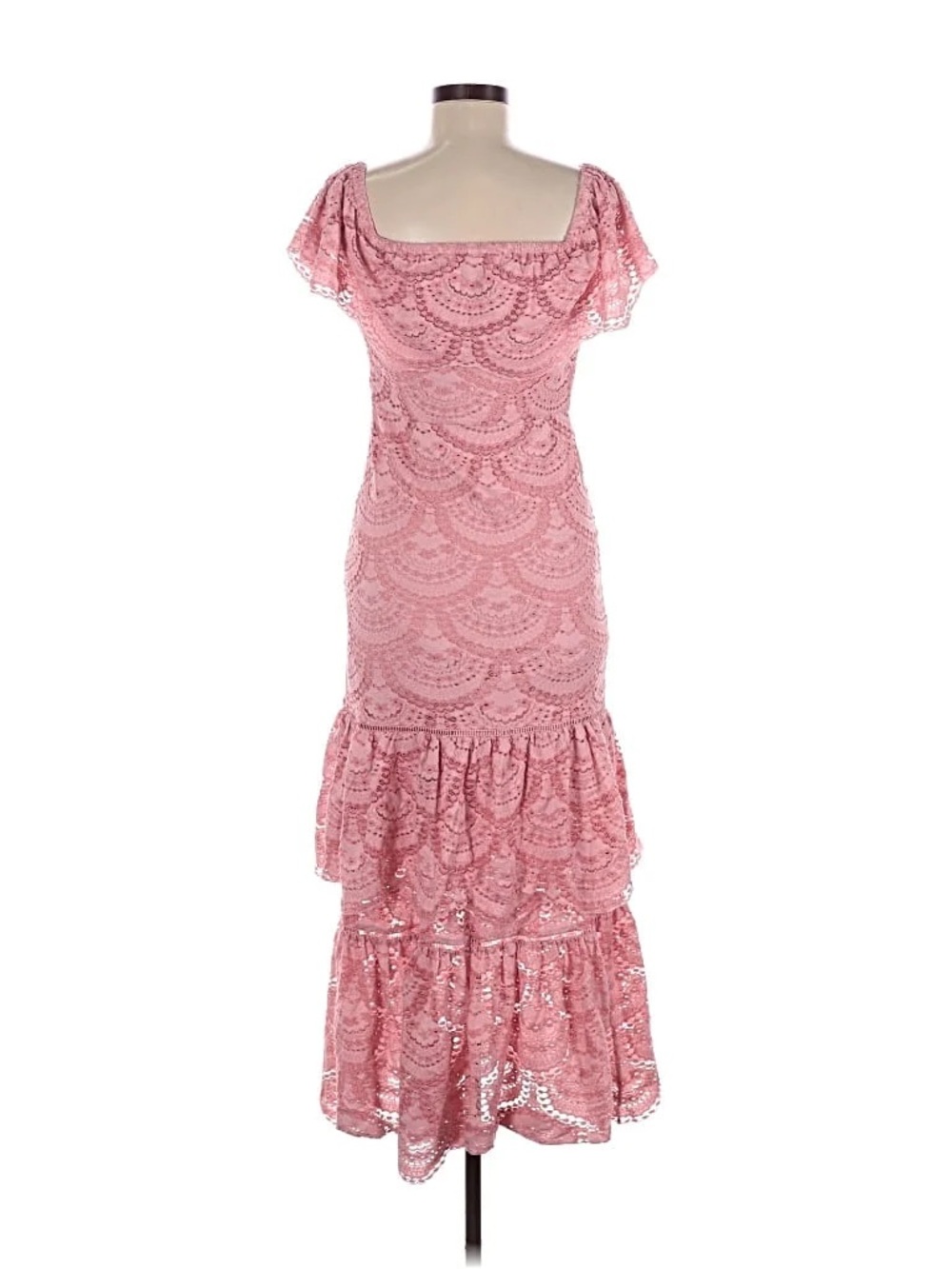 Gianni Bini Pink Lace Tiered Maxi Dress